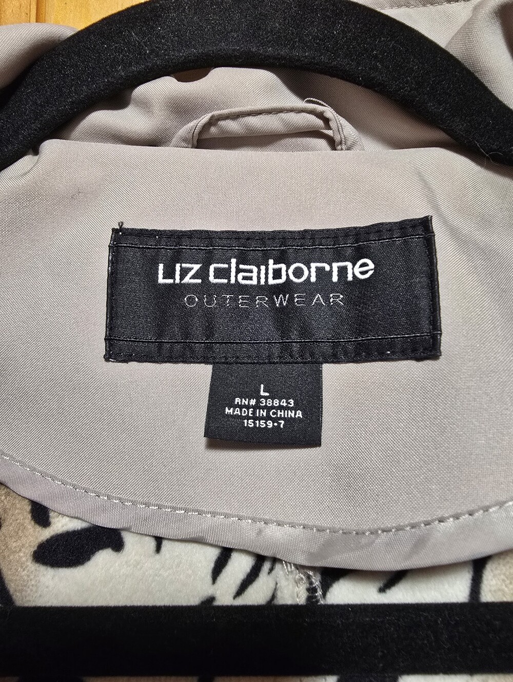 Liz Claiborne Hooded Trench Coat Lg Animal Print - Picture 3 of 8